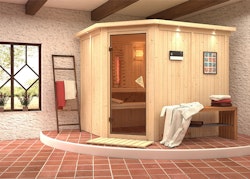 Karibu Sauna Malin mit Eckeinstieg 68 mm