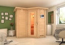 Vorschaubild Karibu Sauna Sahib 1-Massivholzsauna 38 mm-Fronteinstieg -Exklusivoptik