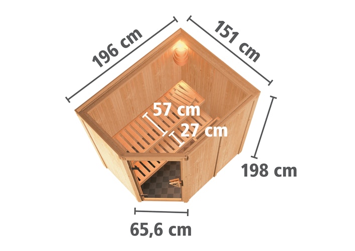 Karibu Sauna Saja - 68 mm Systemsauna - 230 Volt Plug & Play