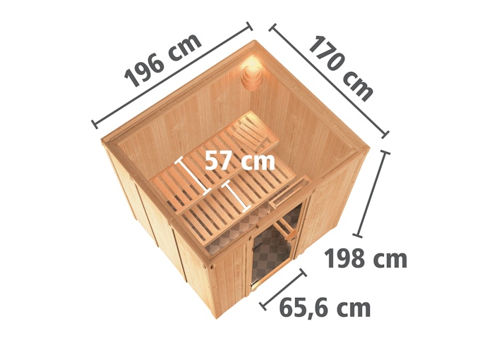 Karibu Sauna Daria - 68 mm Systemsauna - 230 Volt Plug & Play