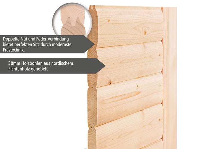 Karibu Woodfeeling Sauna Svea - 38 mm Massivholz Aktionssauna