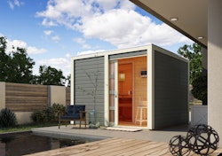 Karibu Gartensauna Saunahaus Cuben inkl. Vorraum, terragrau