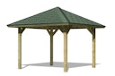 Vorschaubild Karibu 4-Eck Pavillon Bergen 1/2 kesseldruckimprägniert Sparset inkl. Dachschindeln