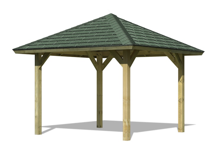 Karibu 4-Eck Pavillon Bergen 1/2 kesseldruckimprägniert Sparset inkl. Dachschindeln