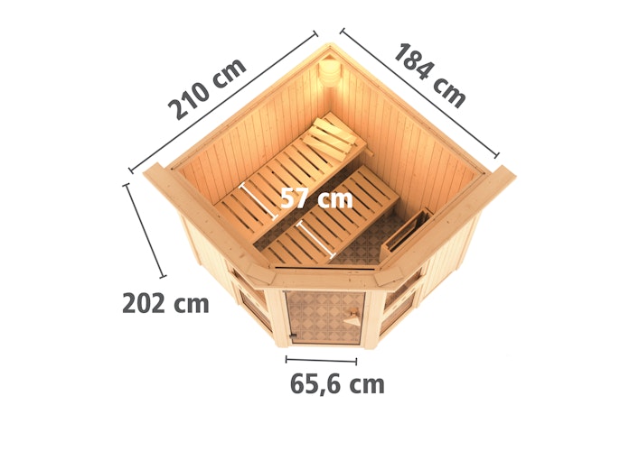 Karibu Amelia 1 - Sauna mit Eckeinstieg 68 mm