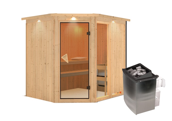 Karibu Sauna Fiona 2 mit Eckeinstieg 68 mm