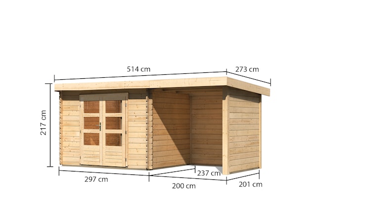 Karibu Woodfeeling Gartenhaus Bastrup 3 naturbelassen - 28 mm