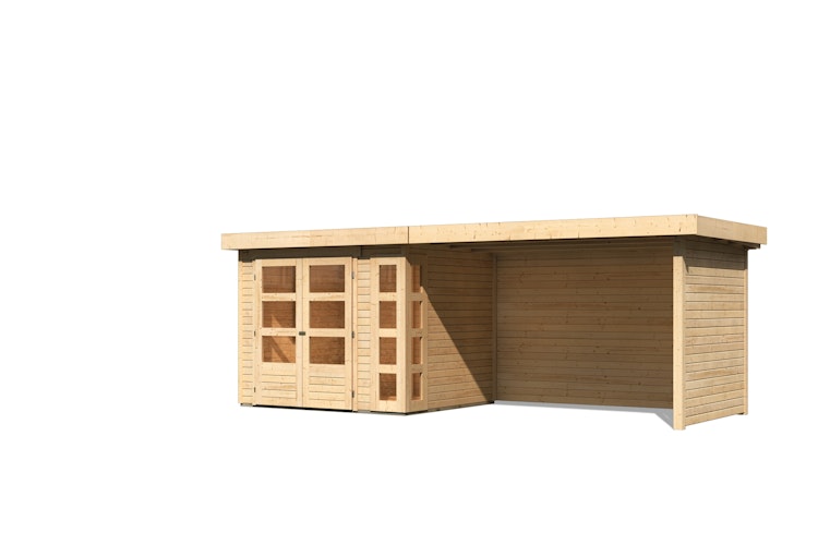 Karibu Woodfeeling Gartenhaus Kerko 3/4/5 mit 280 cm Schleppdach/Seiten- und Rückwand