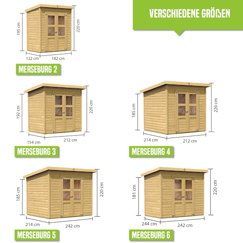 Karibu Eco Gartenhaus Merseburg 2/3/4/5/6 - 14 mm