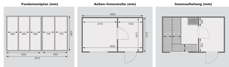 Karibu Saunahaus Skrollan 3 mit Vorraum terragrau (Rechteckfenster)