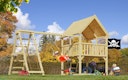 Akubi Kinderspielturm Luis mit Doppelschaukelanbau und Klettergerüst