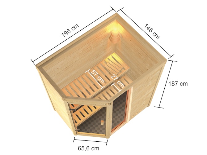 Karibu Woodfeeling Sauna Jada - 38 mm Massivholz Aktionssauna