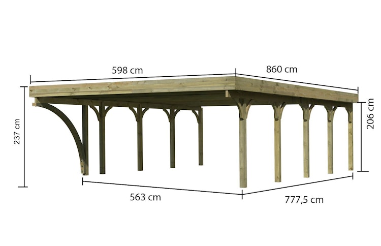Karibu Carport Doppelcarport Classic Doppel 3 - kesseldruckimprägniert