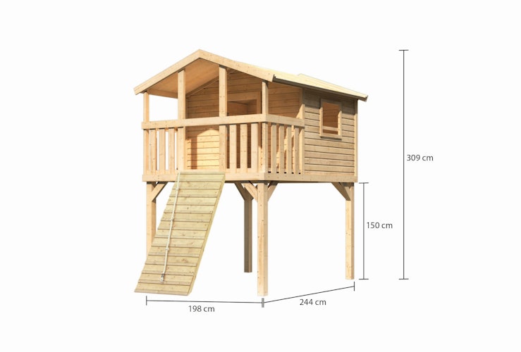 Akubi Stelzenhaus Benjamin mit Holzrampe