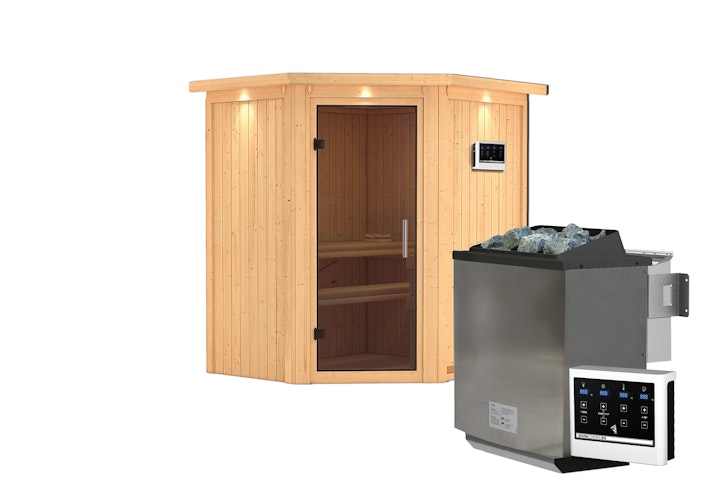 Karibu Sauna Taurin mit Eckeinstieg 68 mm