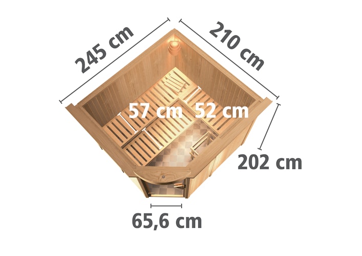 Karibu Sauna Fiona 3 mit Eckeinstieg 68 mm
