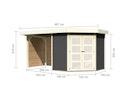 Vorschaubild Karibu Gartenhaus Goldendorf 3/5 mit 240 cm Schleppdach + Seiten- und Rückwand - 19 mm