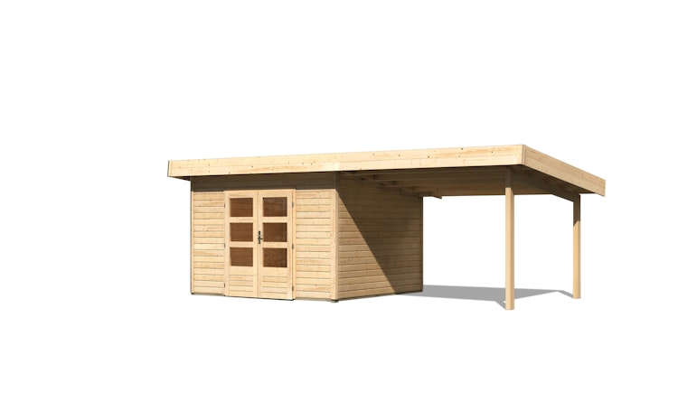 Karibu Woodfeeling Gartenhaus Northeim 3 inkl. 300 cm Schleppdach/Seiten- und Rückwand
