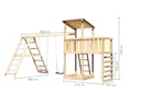 Akubi Kinderspielturm Anna mit Pultdach inkl. Kletterwand, Anbauplattform, Doppelschaukel und Klettergerüst