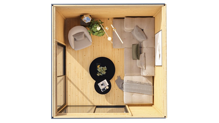 Karibu Design Gartenhaus View Slide Deluxe mit 2 Aluminium Schiebetüren - 38 mm (Homeoffice-Gartenhaus) - Aktionsangebot