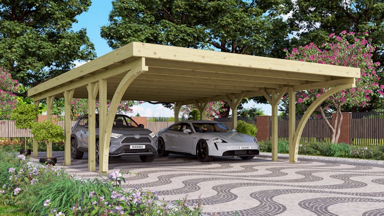 Karibu Carport Doppelcarport Classic Doppel 3 - kesseldruckimprägniert