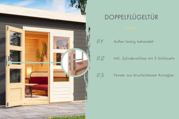 Karibu Woodfeeling Mittelwand-Gartenhaus Schönbuch 2 - 38 mm