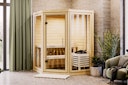 Vorschaubild Karibu Sauna Yuma - Massivholzsauna mit Eckeinstieg 38 mm