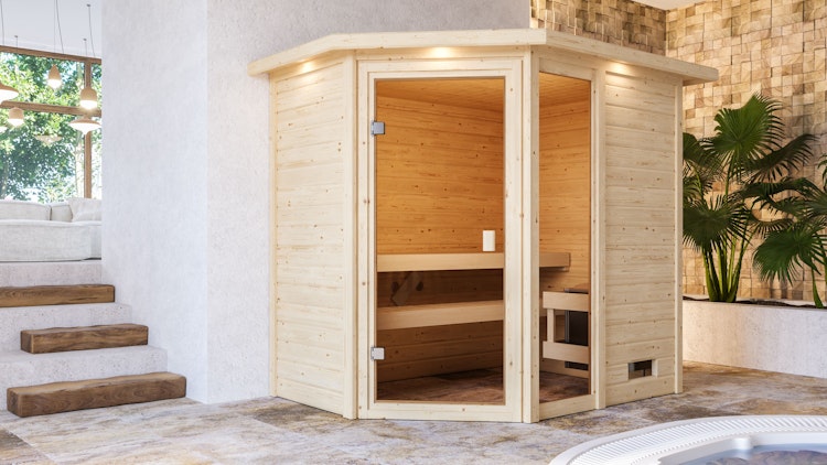 Karibu Woodfeeling Sauna Jada - 38 mm Massivholz Aktionssauna