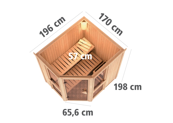 Karibu Amelia 1 - Sauna mit Eckeinstieg 68 mm