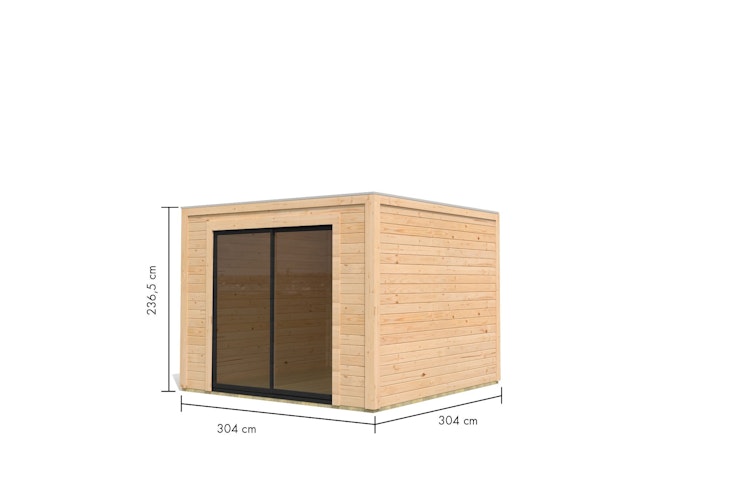 Karibu Design Gartenhaus Dice 1 mit Aluminium Schiebetür - 38 mm (Homeoffice-Gartenhaus)