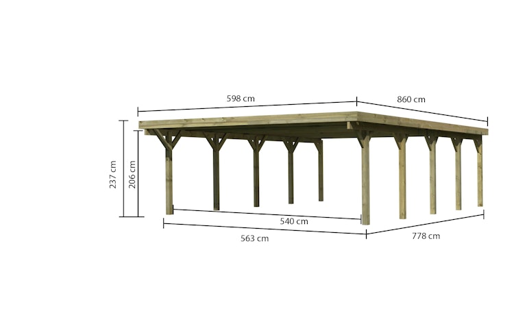 Karibu Carport Doppelcarport Classic Doppel 3 - kesseldruckimprägniert