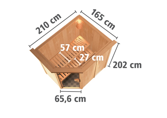 Karibu Sauna Carin mit Eckeinstieg 68 mm