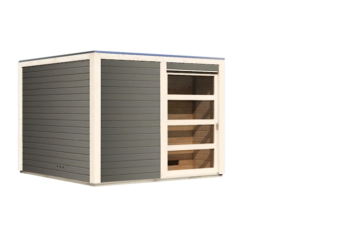 Karibu Gartensauna Saunahaus Cuben inkl. Vorraum, terragrau