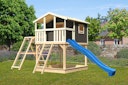 Vorschaubild Akubi Kinderspielhaus Kinderspielgerät Benjamin inkl. Wellenrutsche und Doppelschaukelanbau mit Klettergerüst und Netzrampe