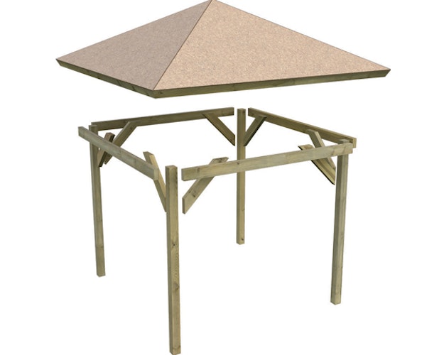 Karibu 4-Eck Pavillon Bergen 1/2 kesseldruckimprägniert Sparset inkl. Dachschindeln