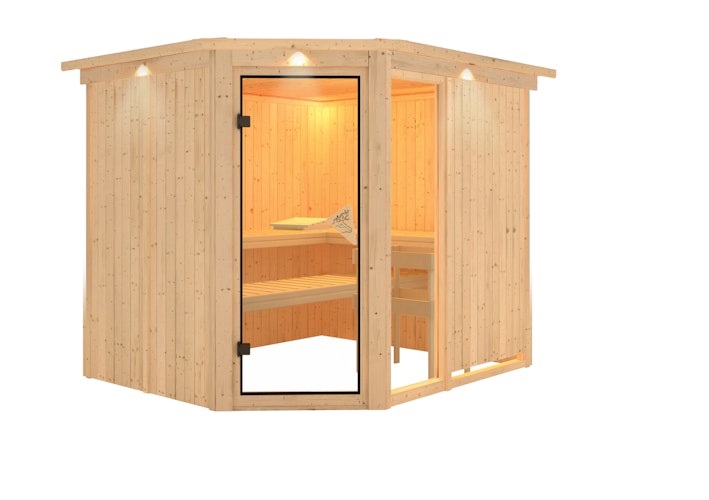 Karibu Sauna Fiona 3 mit Eckeinstieg 68 mm