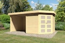 Vorschaubild Karibu Gartenhaus Goldendorf 3/5 mit 240 cm Schleppdach + Seiten- und Rückwand - 19 mm