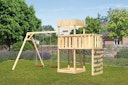 Vorschaubild Akubi Kinderspielturm Ritterburg Löwenherz inkl. Doppelschaukelanbau, Anbauplattform und Kletterwand