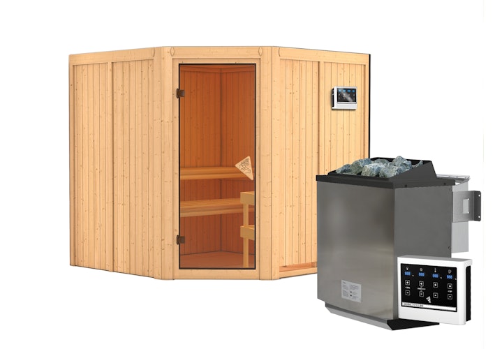 Karibu Sauna Jarin mit Eckeinstieg 68 mm